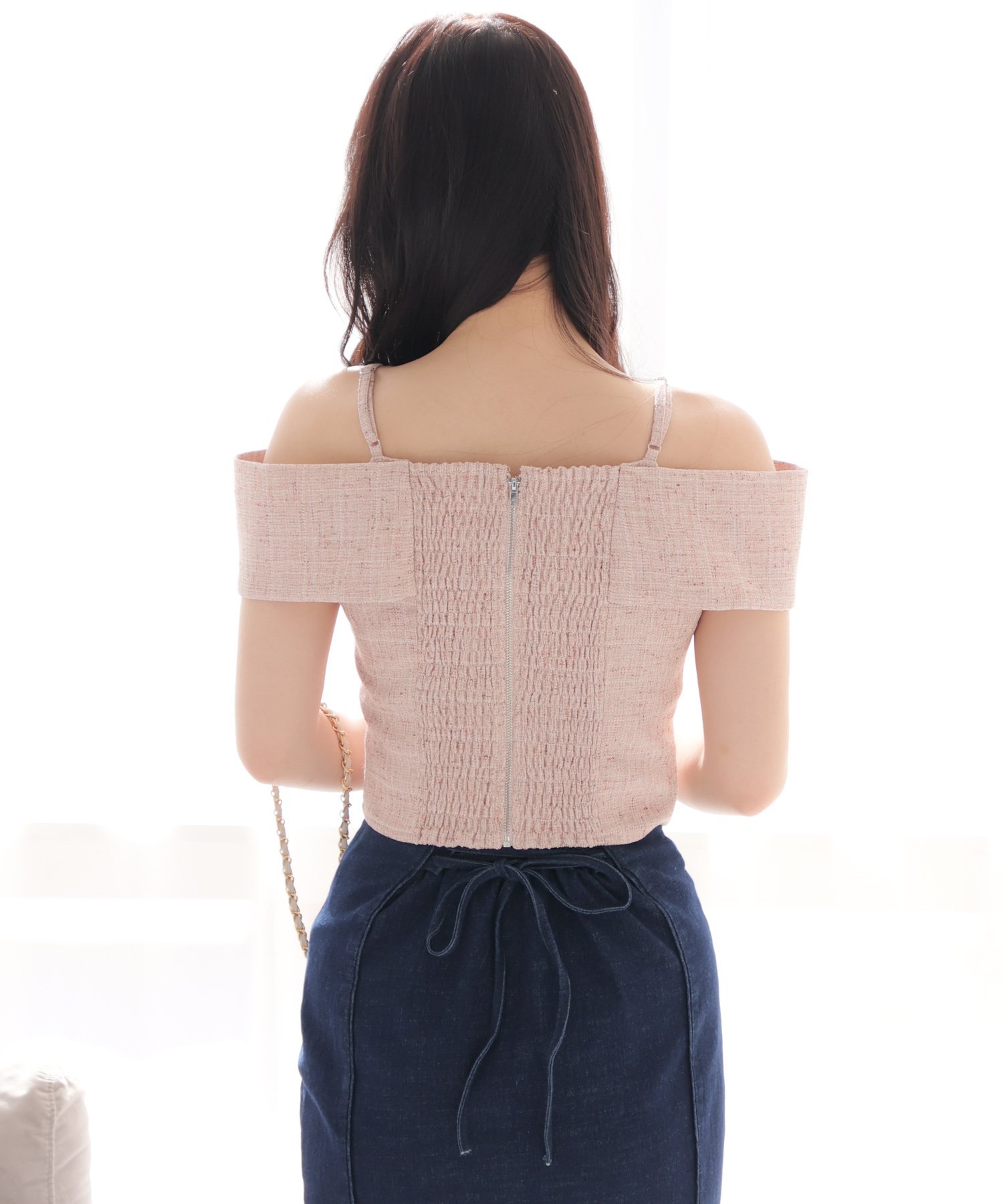 LIP SERVICE｜LIP SERVICE/(W)ツイードリボンオフショルトップス