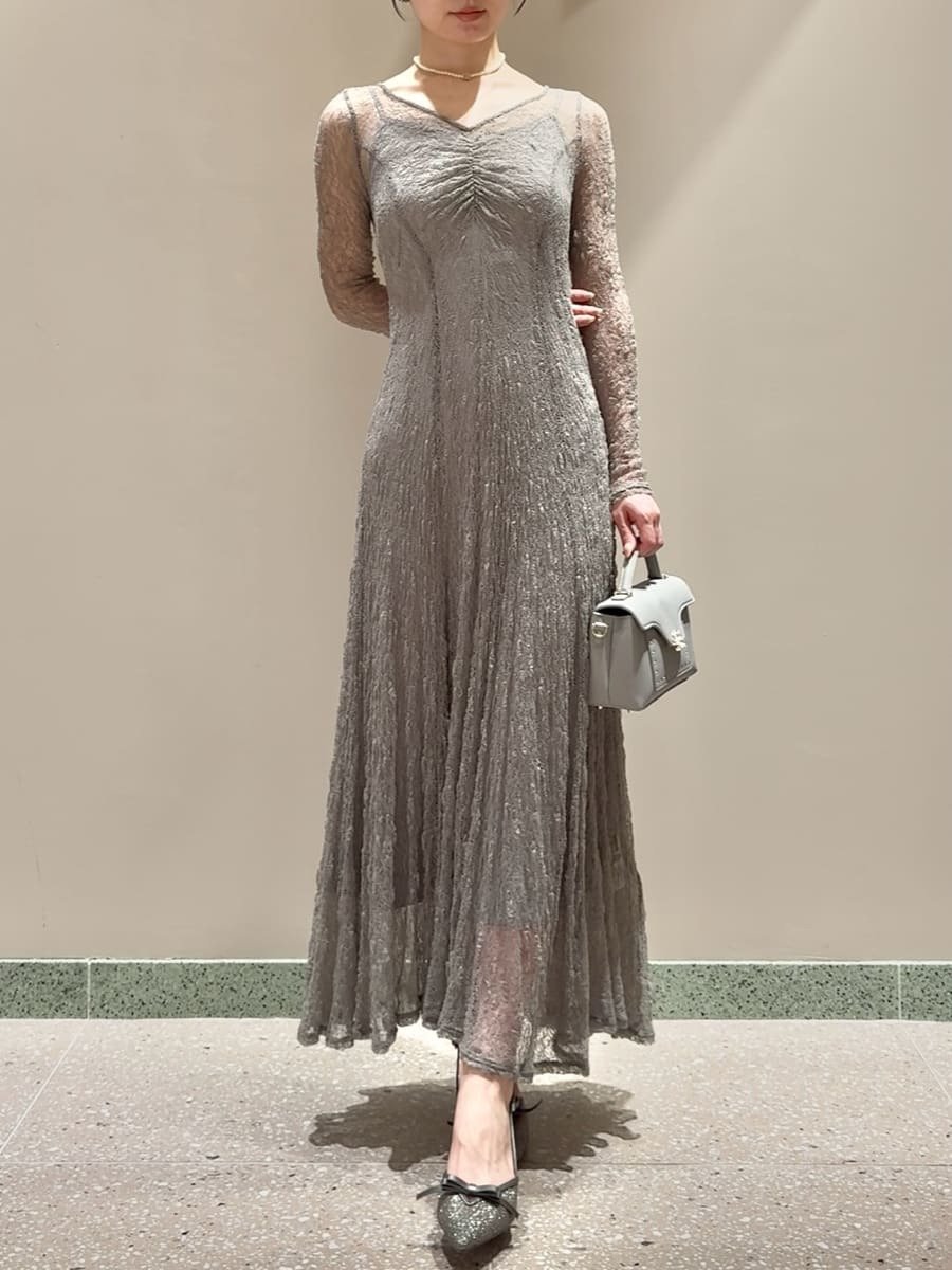 SNIDEL｜フロントギャザーレースドレス | Rakuten Fashion(楽天