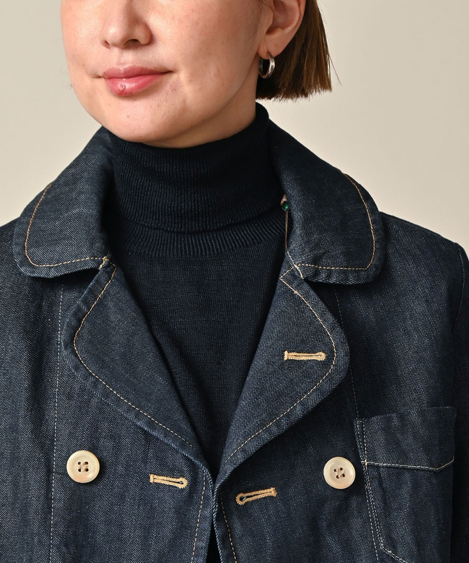 45R｜ライ麦デニムのアニーダブルジャケット(濃) | Rakuten Fashion