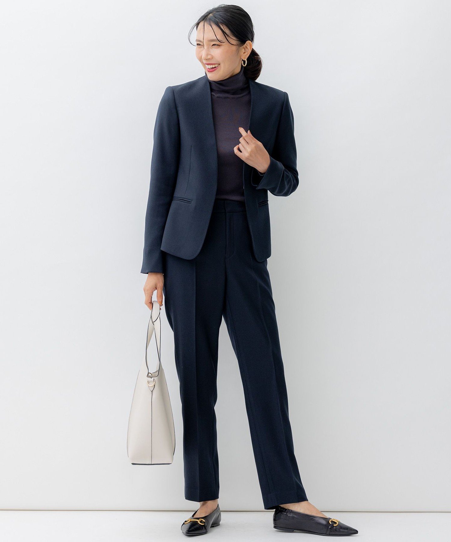 23区｜【洗える】ウールライクカルゼ ノーカラー ジャケット | Rakuten