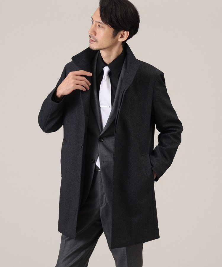 TAKEO KIKUCHI｜【ダウンライナー付】メランジ スタンドカラー コート