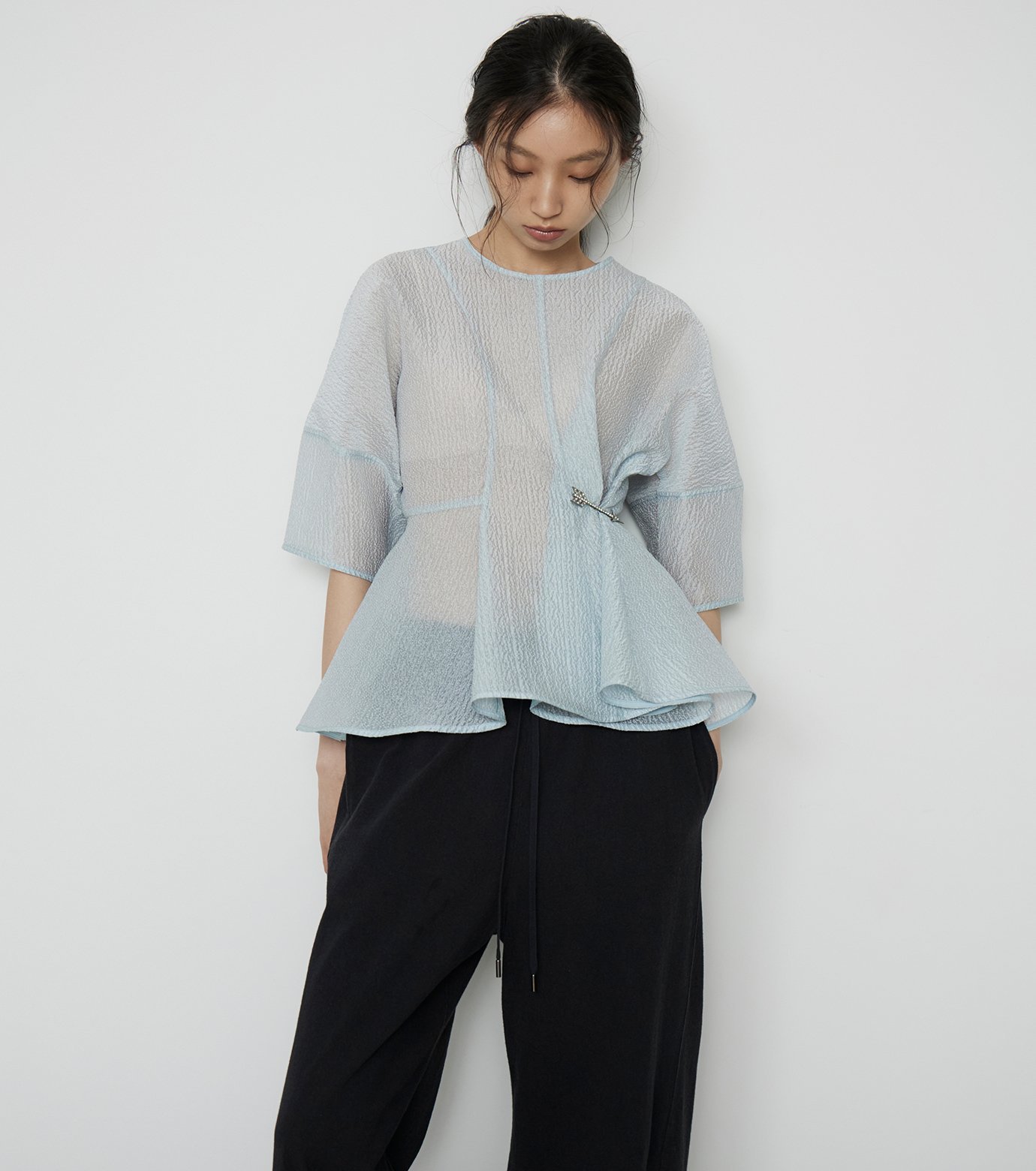 LE CIEL BLEU｜シアージャカードブラウス / Sheer Jacquard Blouse