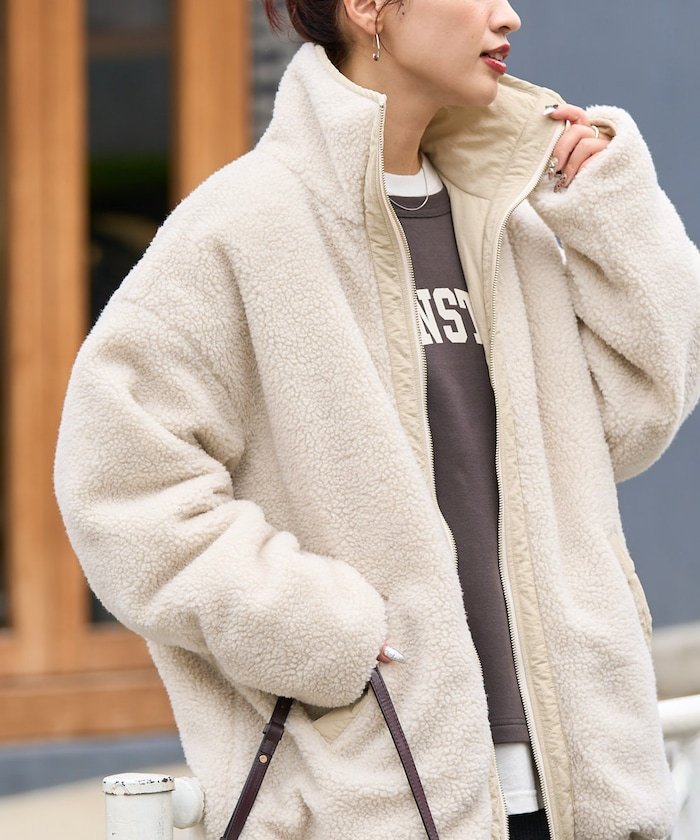 FREAK'S STORE｜スタンドカラー リバーシブル ボア ブルゾン【限定展開