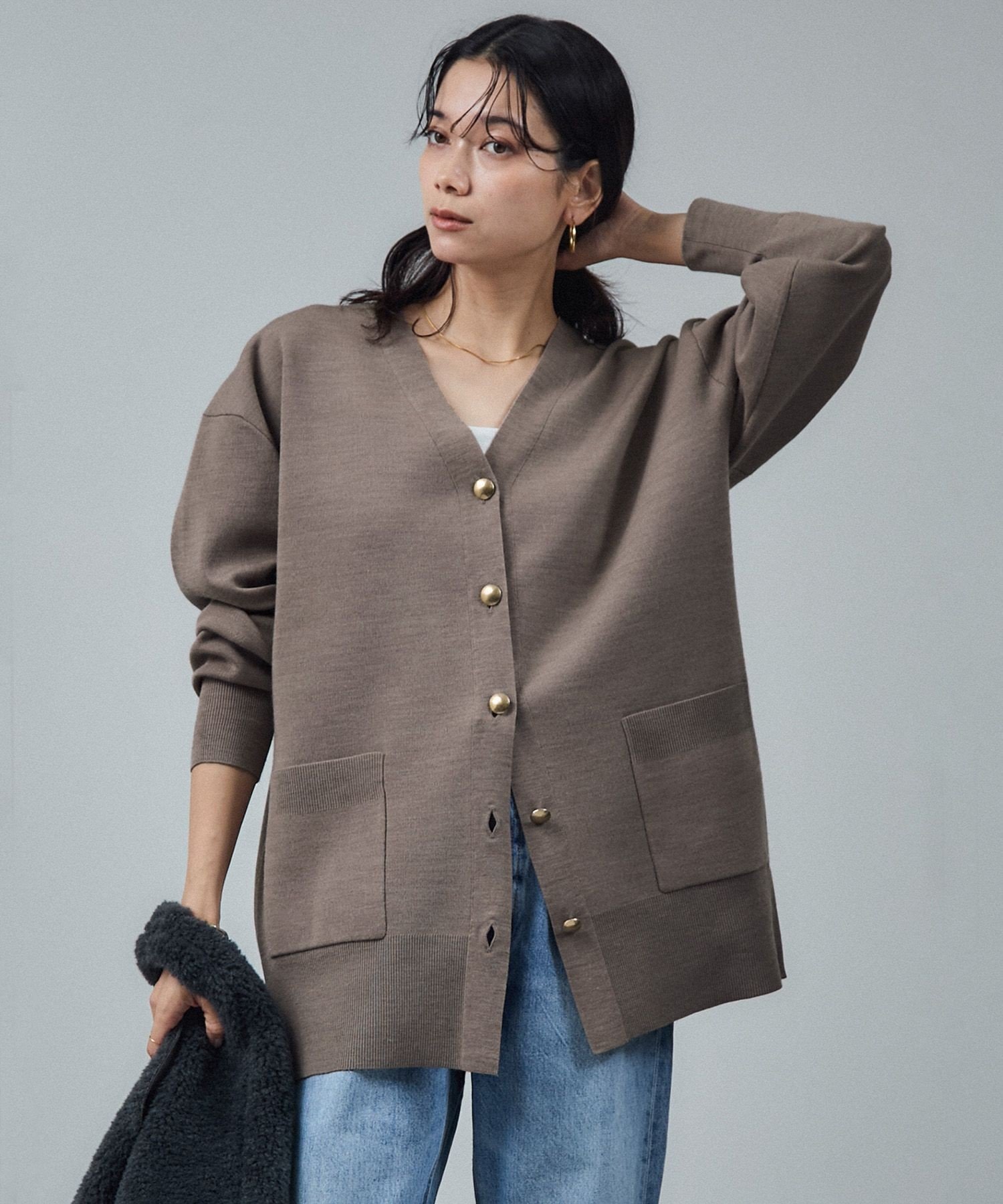 SALON adam et rope'｜ウールVネック金ボタンカーディガン | Rakuten