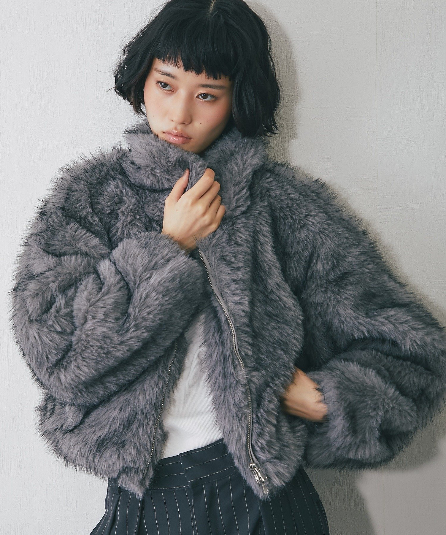 SMILE ORCHID｜ミックスファーショート丈ジャケット | Rakuten Fashion