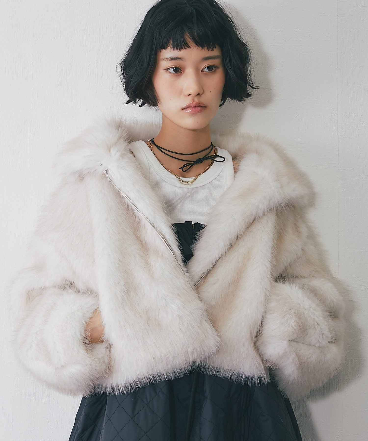 SMILE ORCHID｜ミックスファーショート丈ジャケット | Rakuten Fashion