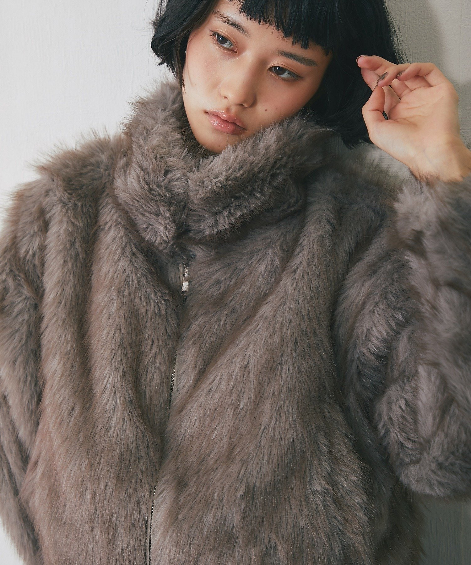 SMILE ORCHID｜ミックスファーショート丈ジャケット | Rakuten Fashion