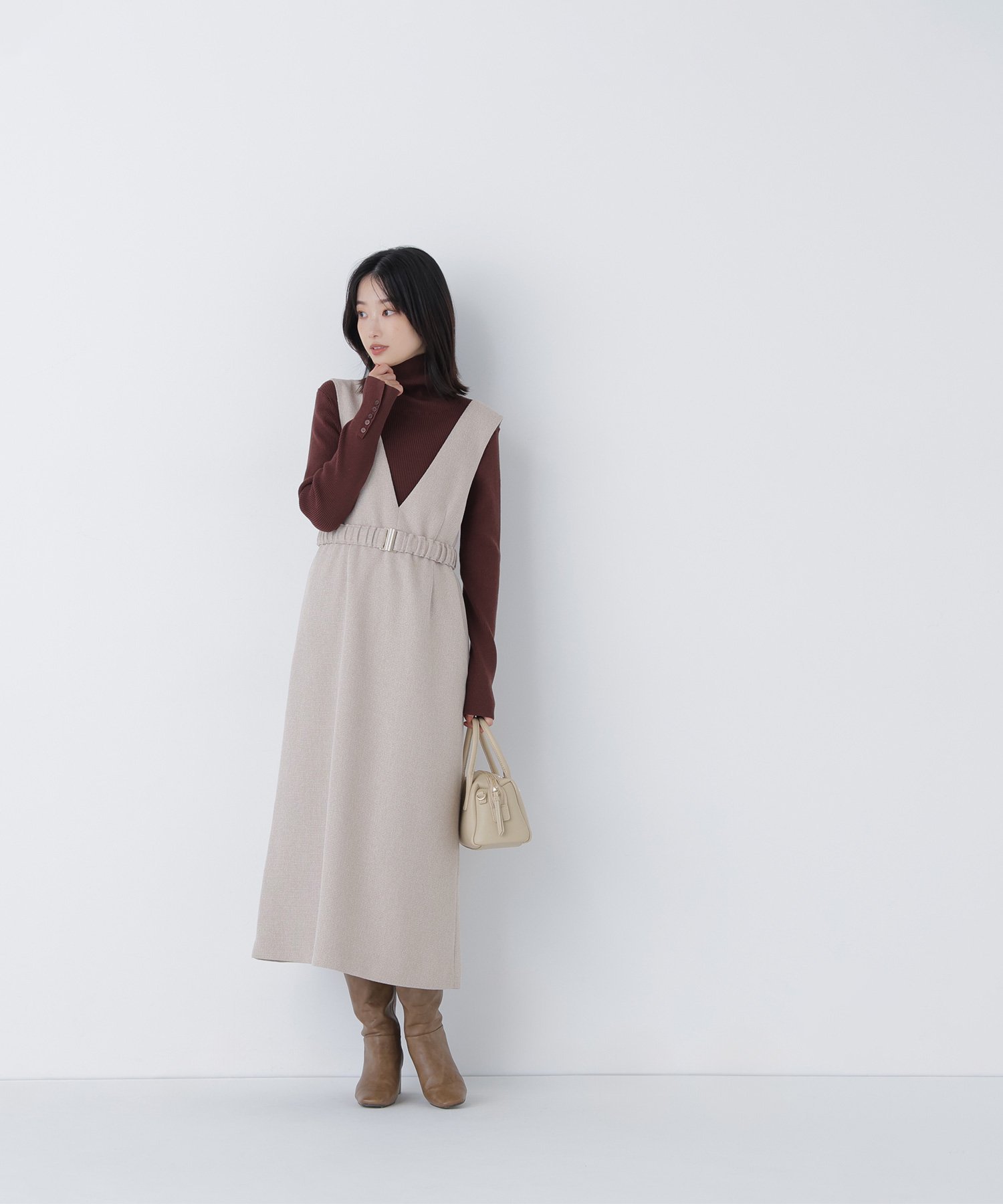 NATURAL BEAUTY BASIC｜ベルト付Vネックジャンスカ | Rakuten Fashion