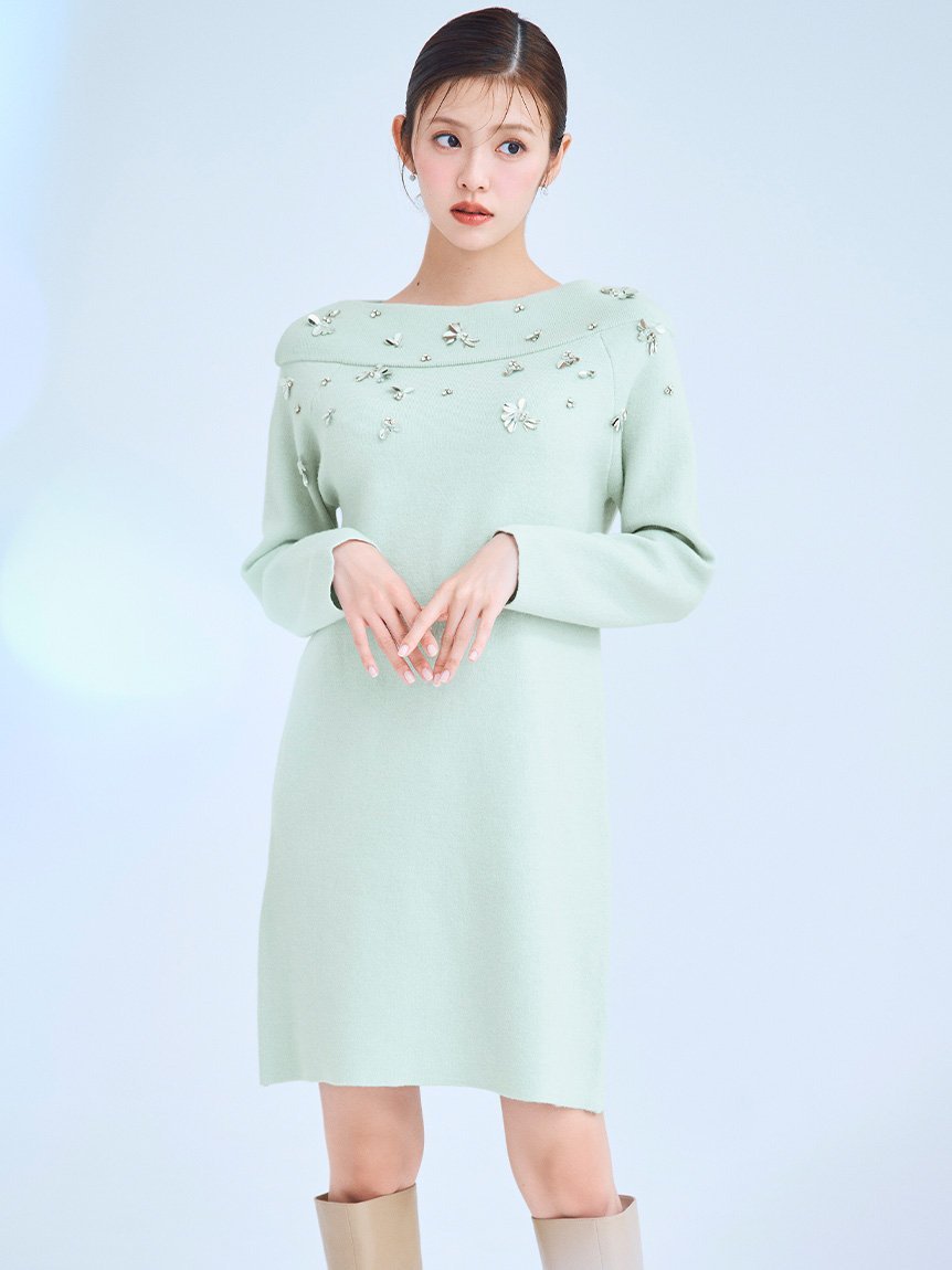 CELFORD｜ペタルビジューニットワンピース | Rakuten Fashion(楽天