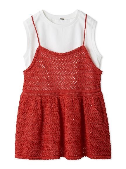 Mila Owen｜【ウォッシャブル】クロシェニットキャミ×ノースリトップス