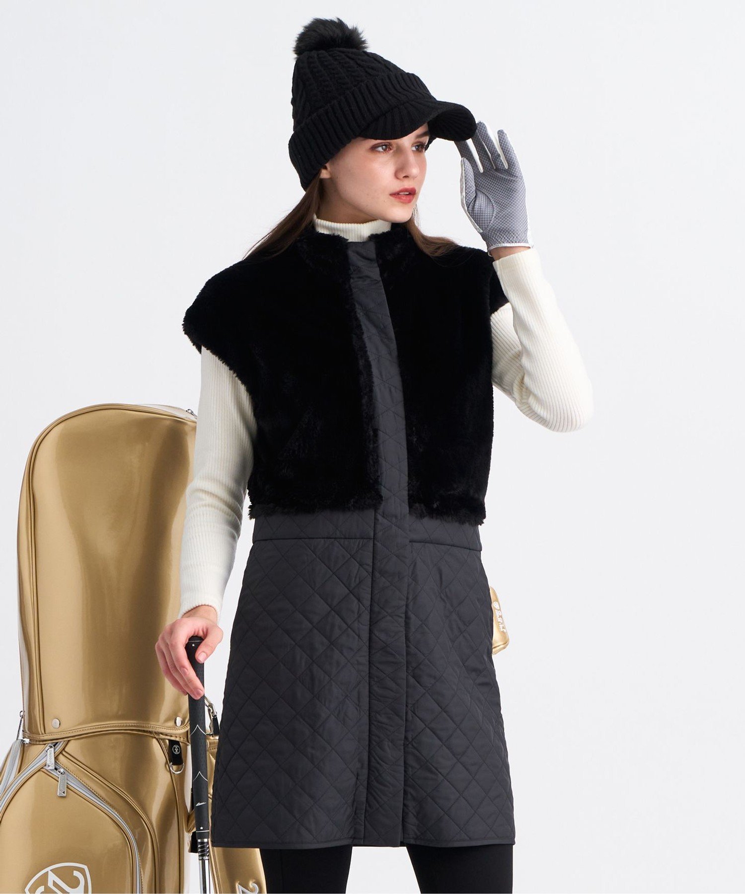 23区GOLF｜【WOMEN】ファー&キルトコンビワンピース | Rakuten Fashion