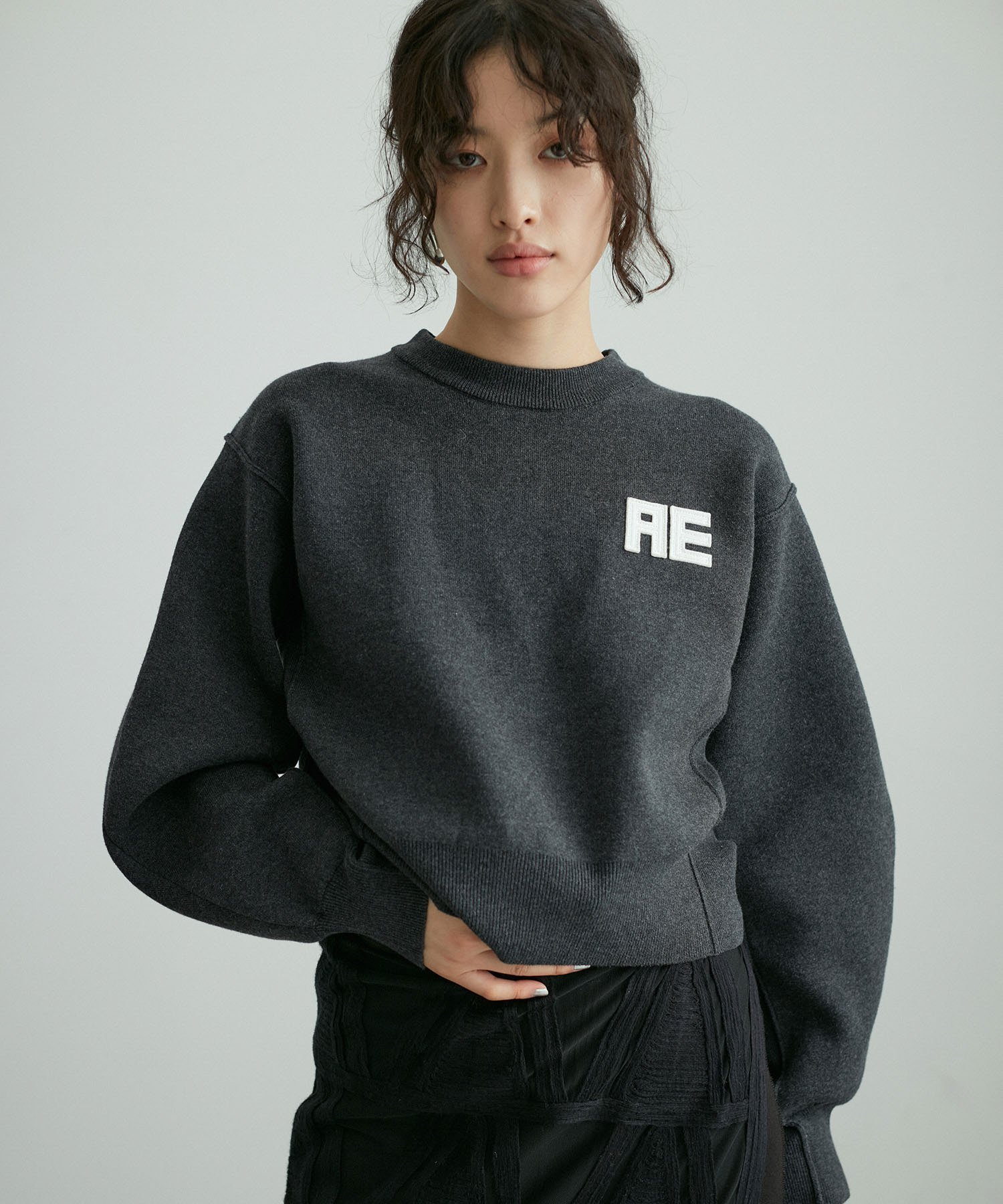 ADAM ET ROPE'｜【サステナブル・洗える】フェルト刺しゅうニットプル