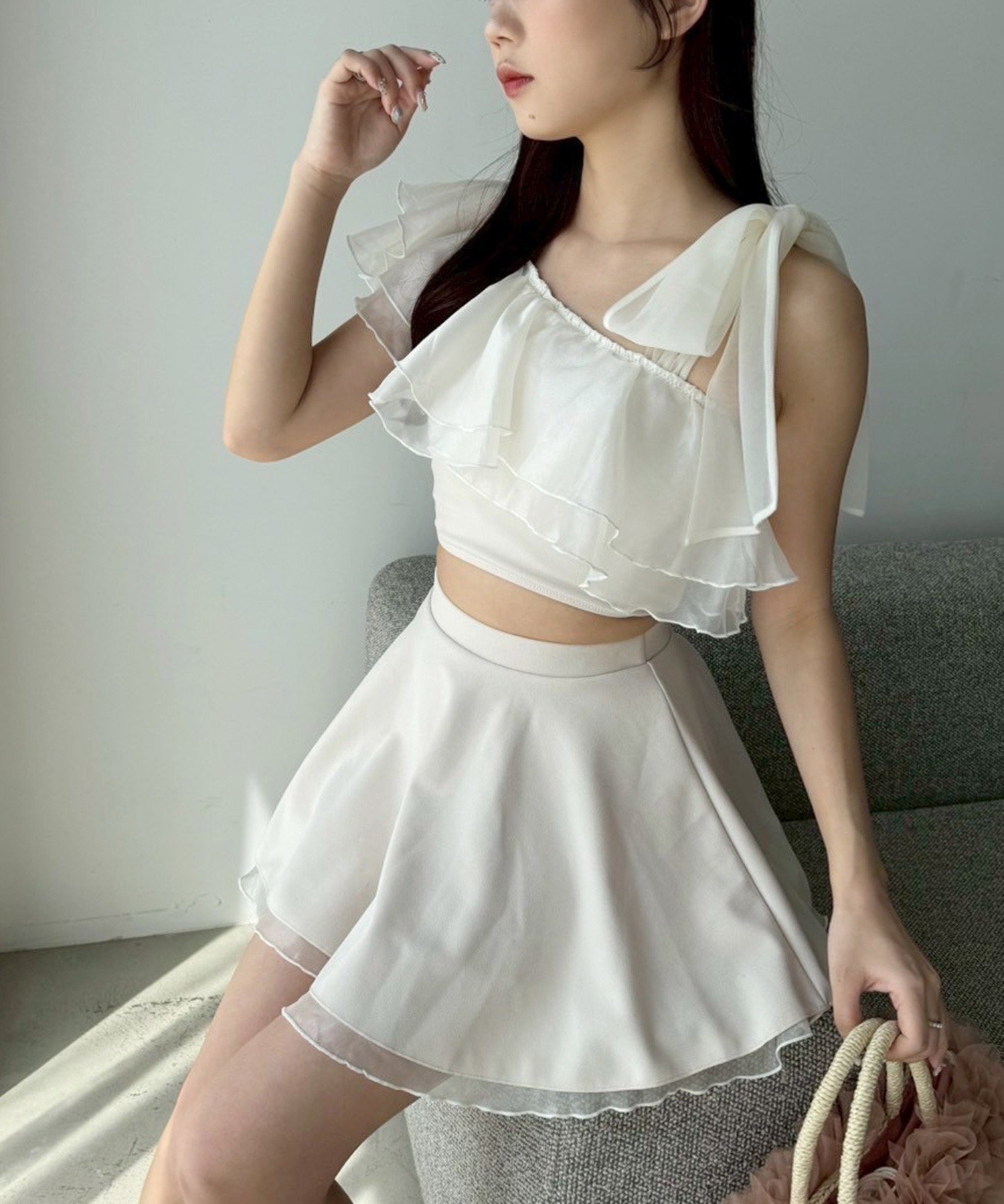 one after another NICE CLAUP｜swimwear/肩リボンワンショル(3点