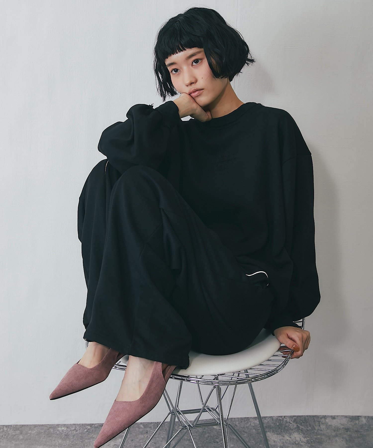 SMILE ORCHID｜セットアップ可裏毛カーブラインワイドパンツ | Rakuten