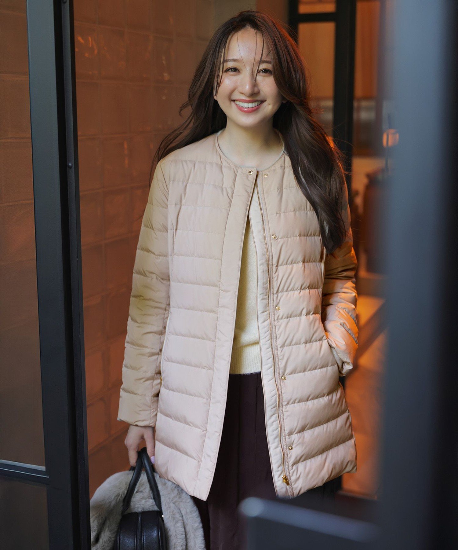 ANY SIS｜【2WAY】ノーカラーミドル ダウン | Rakuten Fashion(楽天