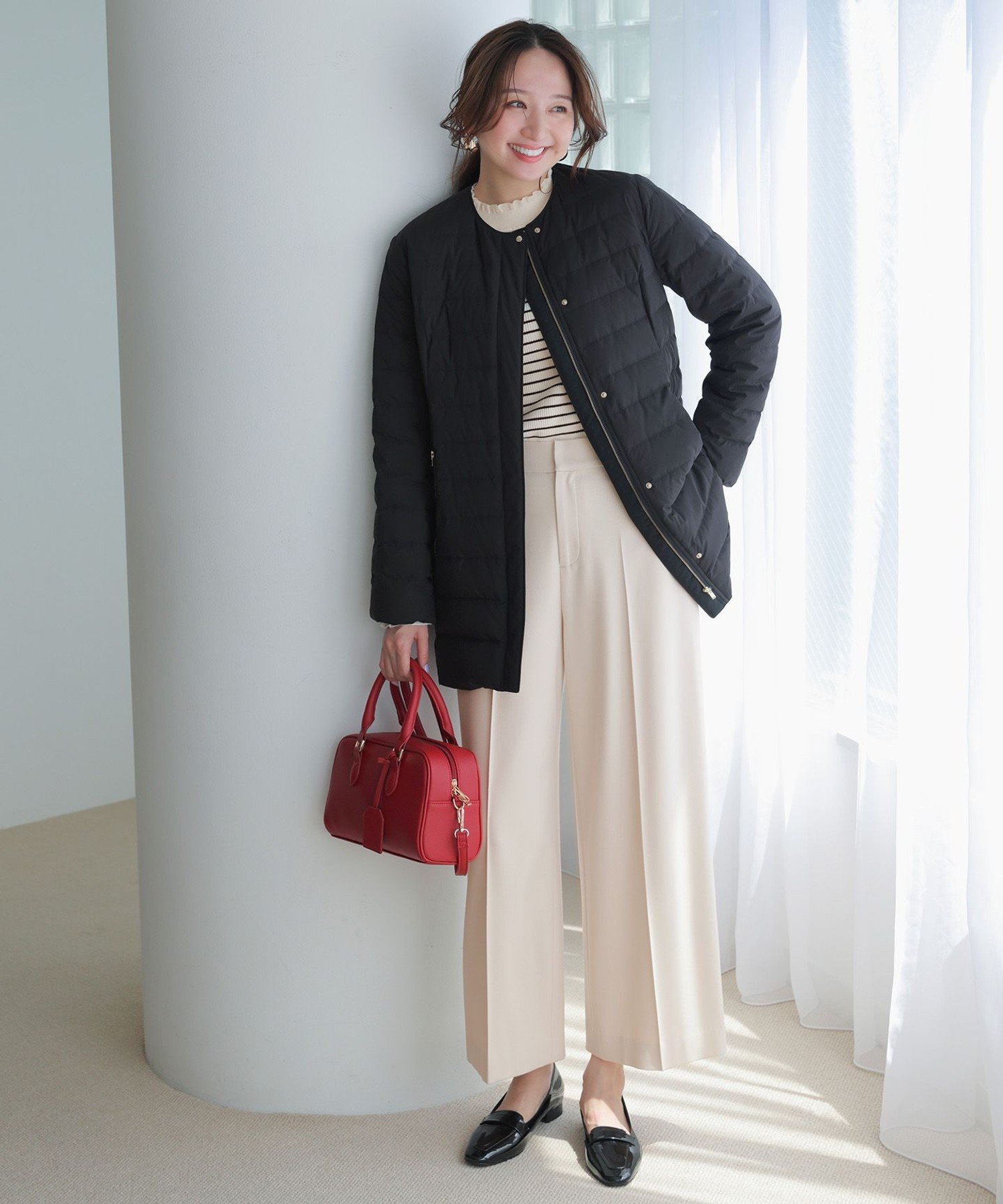 ANY SIS｜【2WAY】ノーカラーミドル ダウン | Rakuten Fashion(楽天