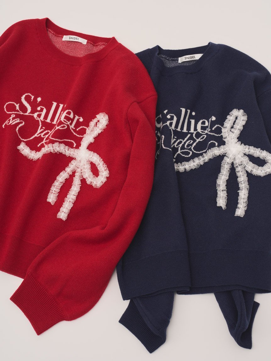 SNIDEL｜リボンモチーフジャガードニットプルオーバー | Rakuten