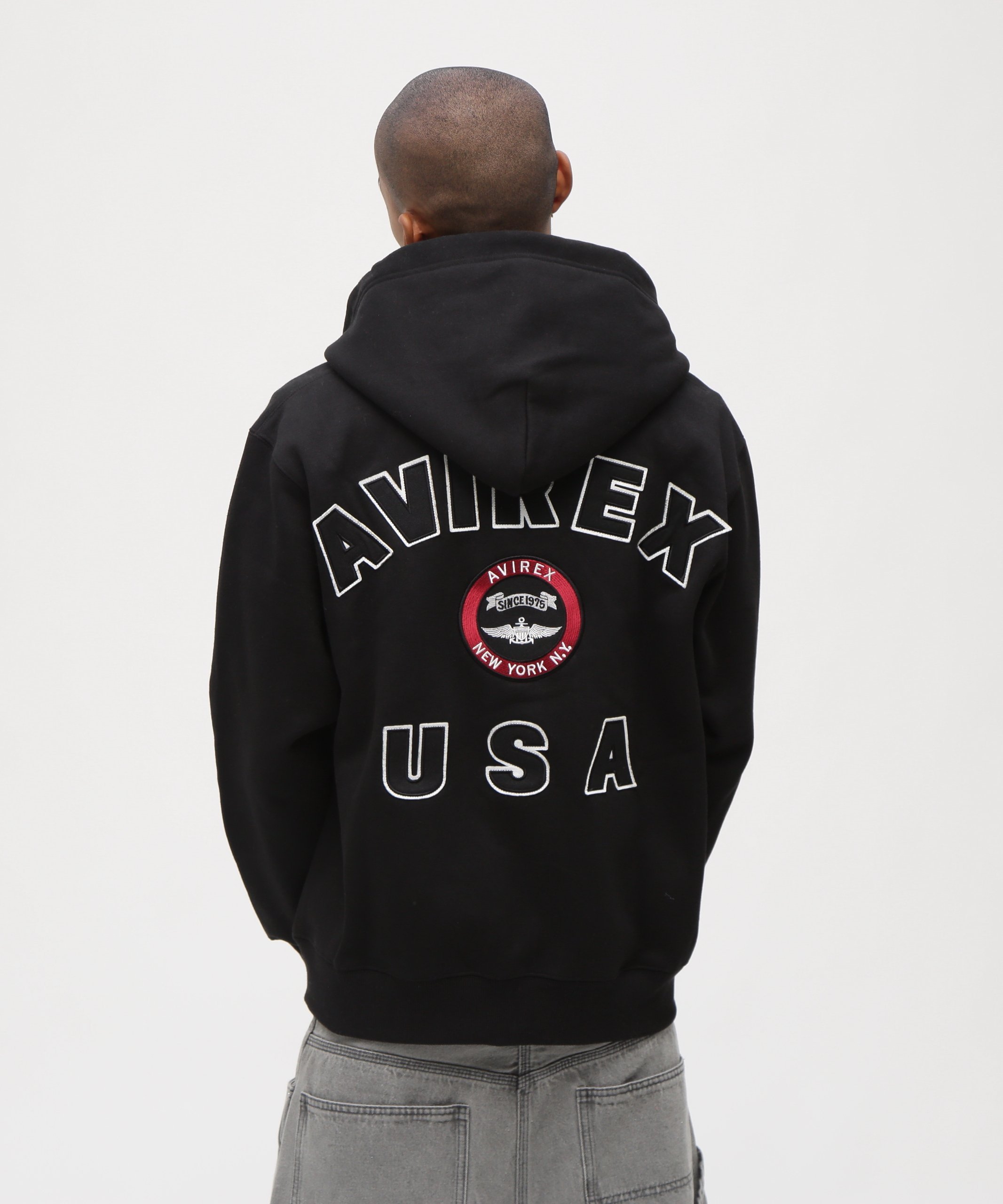 AVIREX｜VARSITY LOGO SWEAT ZIP UP PARKA /バーシティ ロゴ