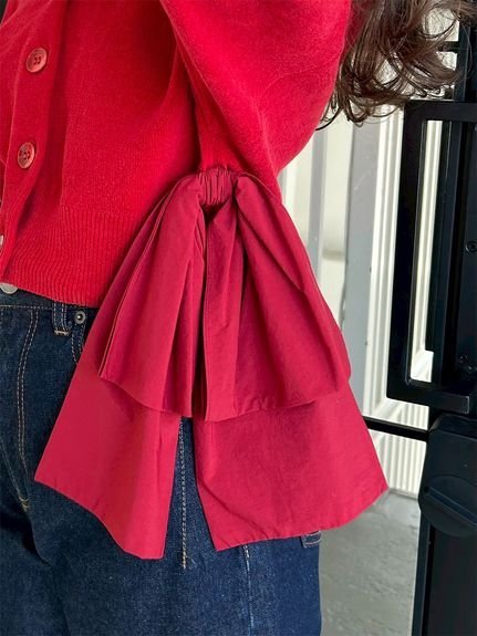 SNIDEL｜リボンドッキングカーディガン | Rakuten Fashion(楽天