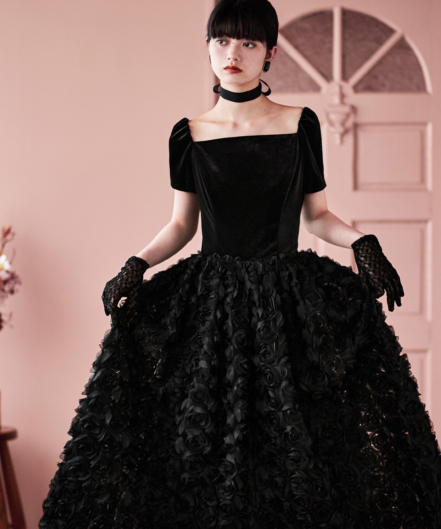 bflat｜ベロアロゼットフレアドレス | Rakuten Fashion(楽天