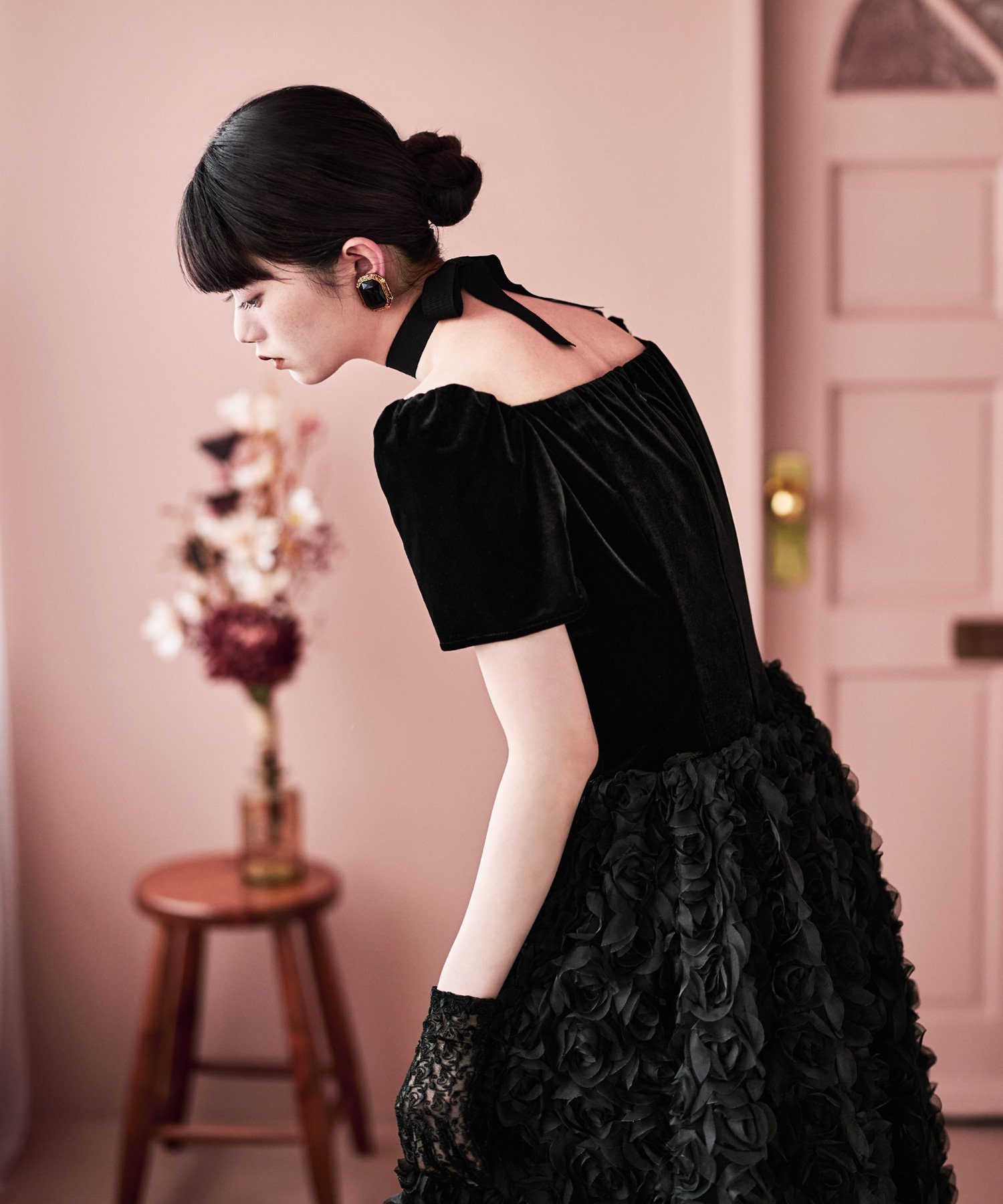 bflat｜ベロアロゼットフレアドレス | Rakuten Fashion(楽天