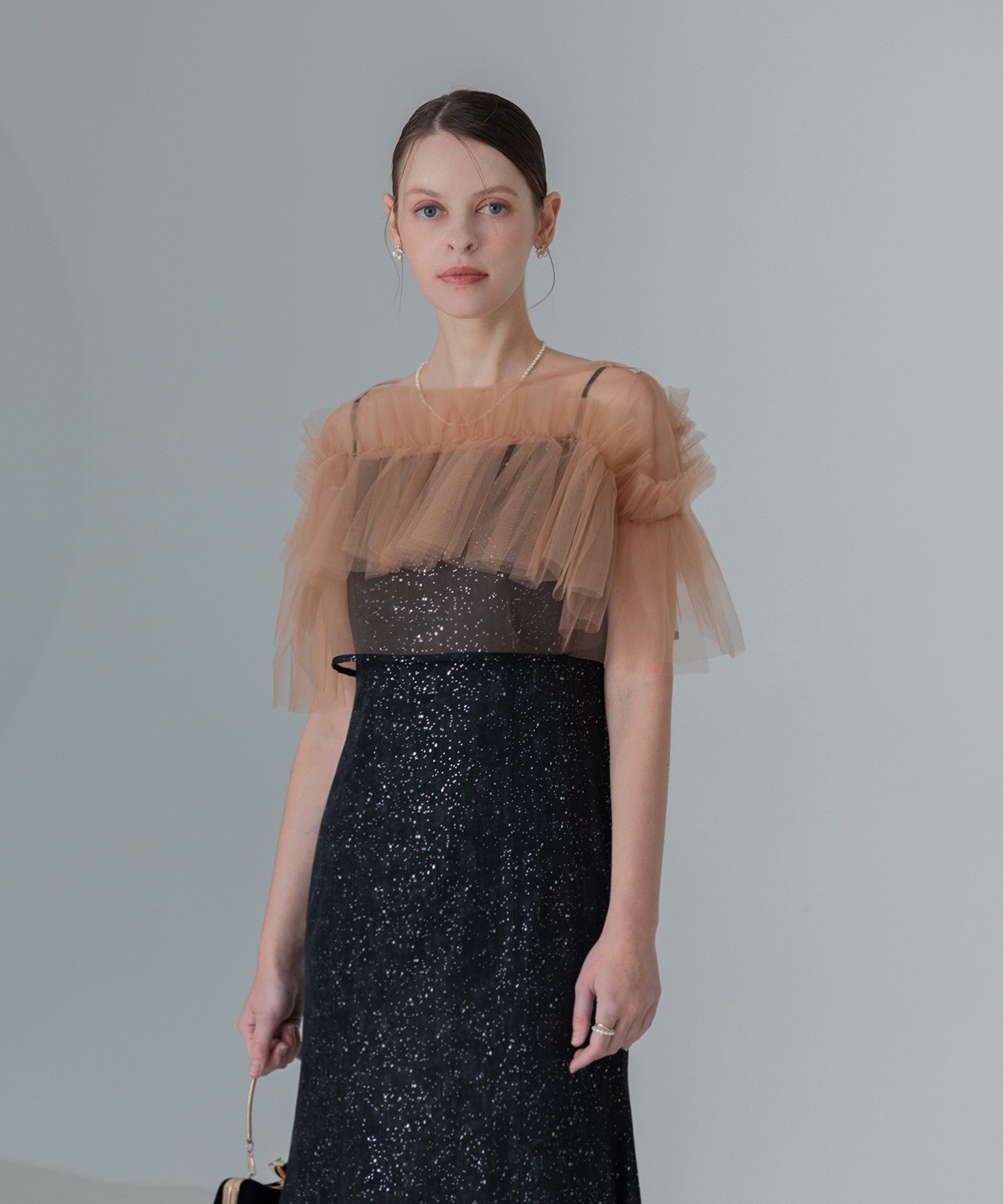 Leja｜LEJA-チュールフリルボレロペイントマーメイドワンピースドレス