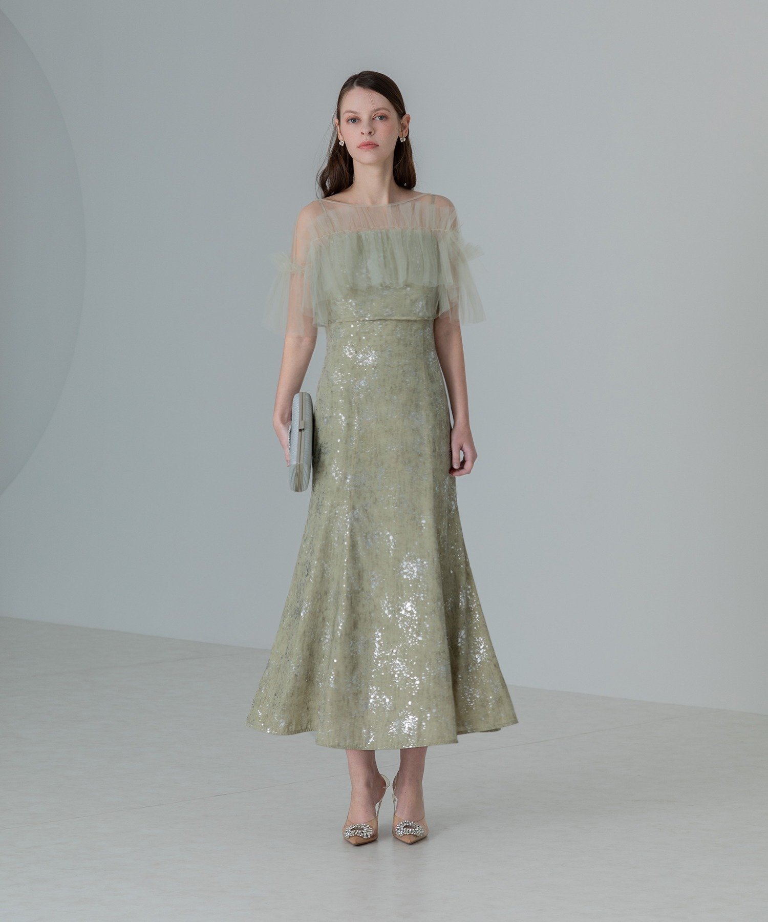 Leja｜LEJA-チュールフリルボレロペイントマーメイドワンピースドレス