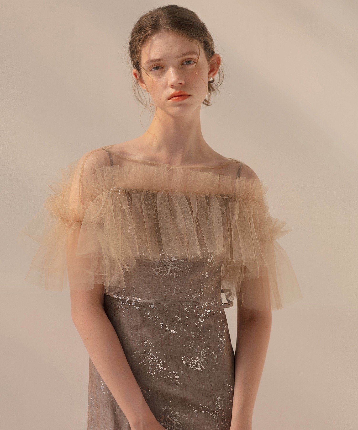 Leja｜LEJA-チュールフリルボレロペイントマーメイドワンピースドレス