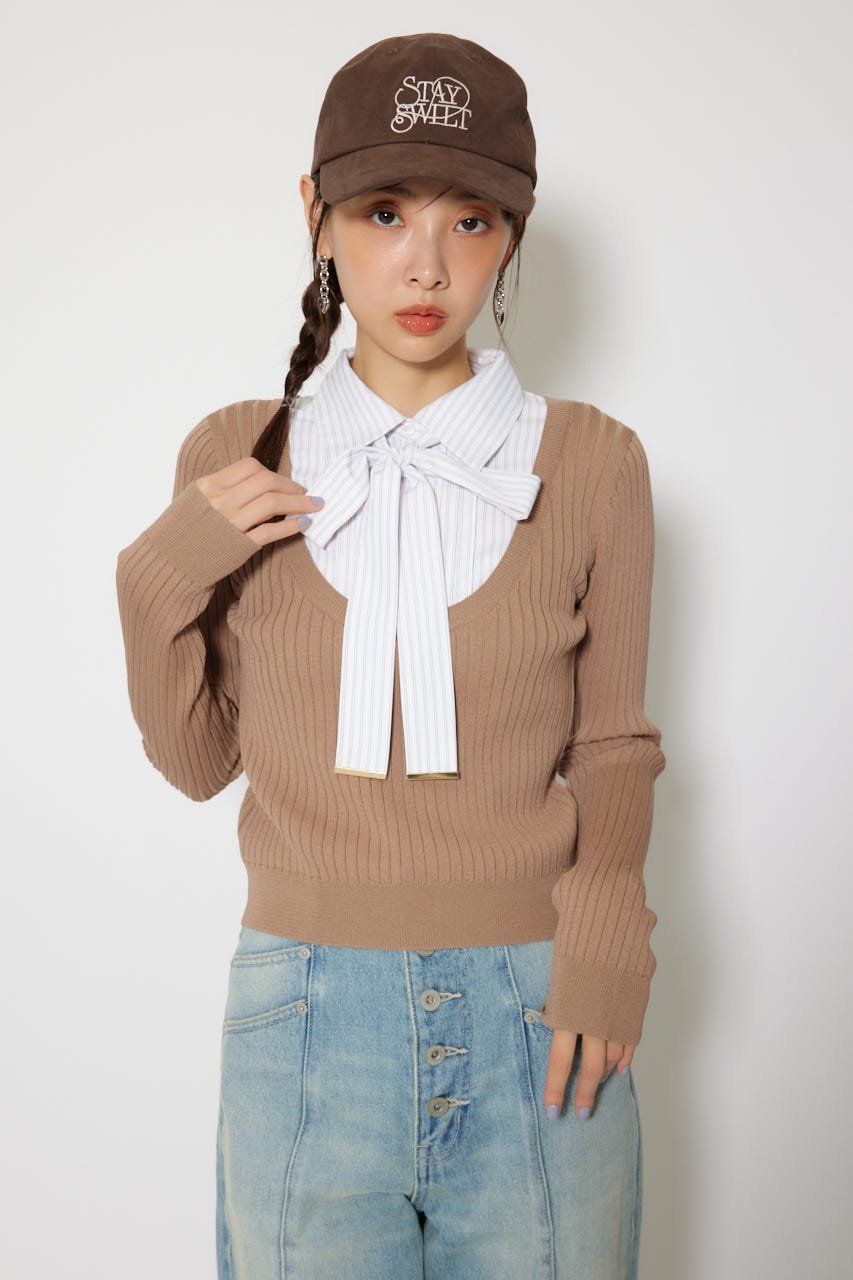 rienda｜シャツドッキングロングスリーブニットトップス | Rakuten