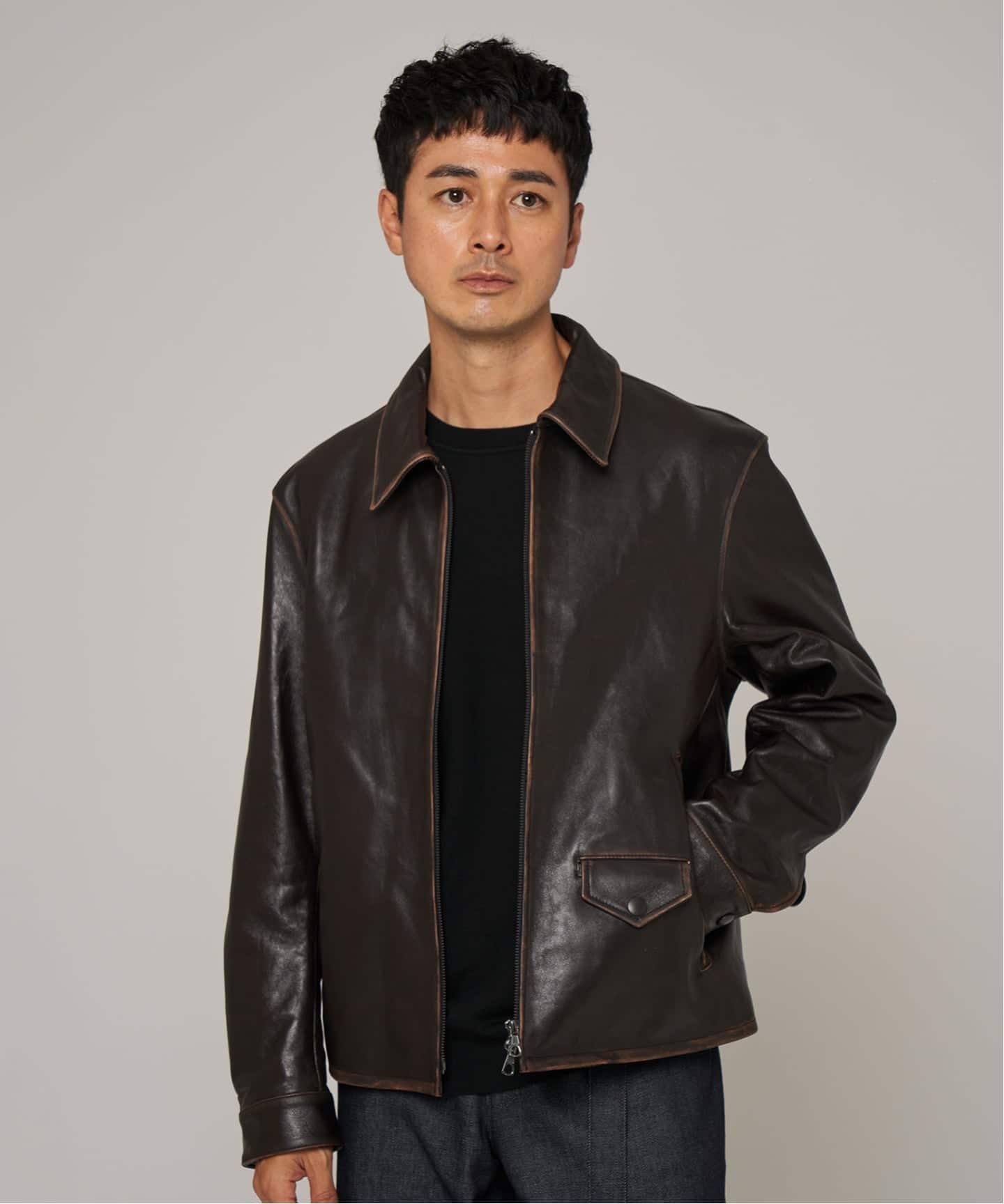 EDIFICE｜ラムレザー フレンチアンティーク ライダースジャケット