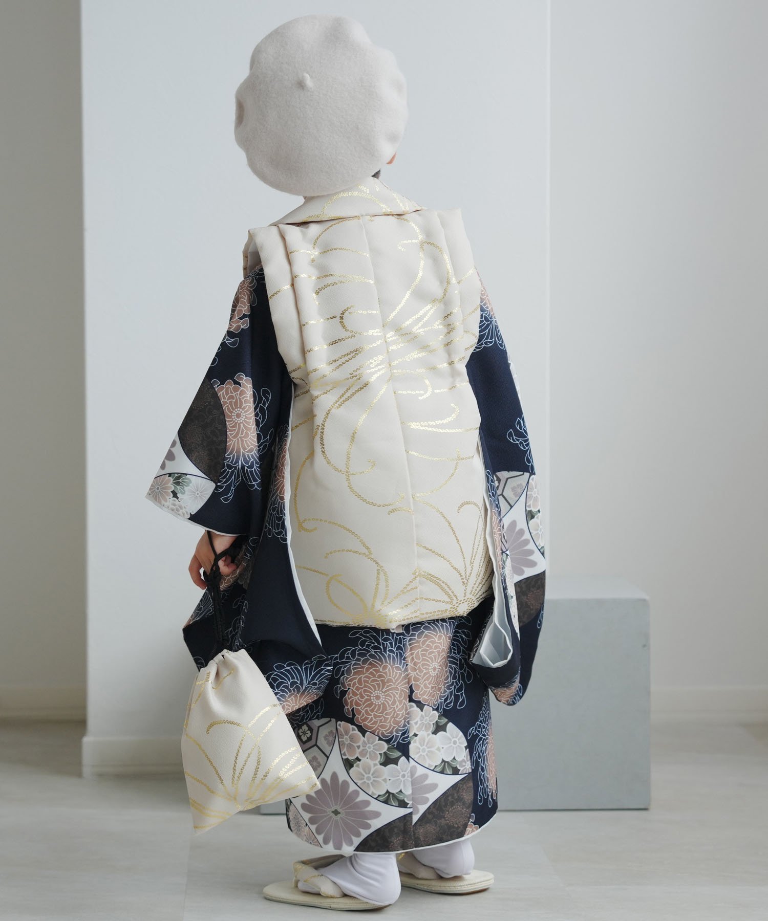 utatane｜ひよこ商店 七五三 着物 3歳 男の子 被布フルセット ベージュ