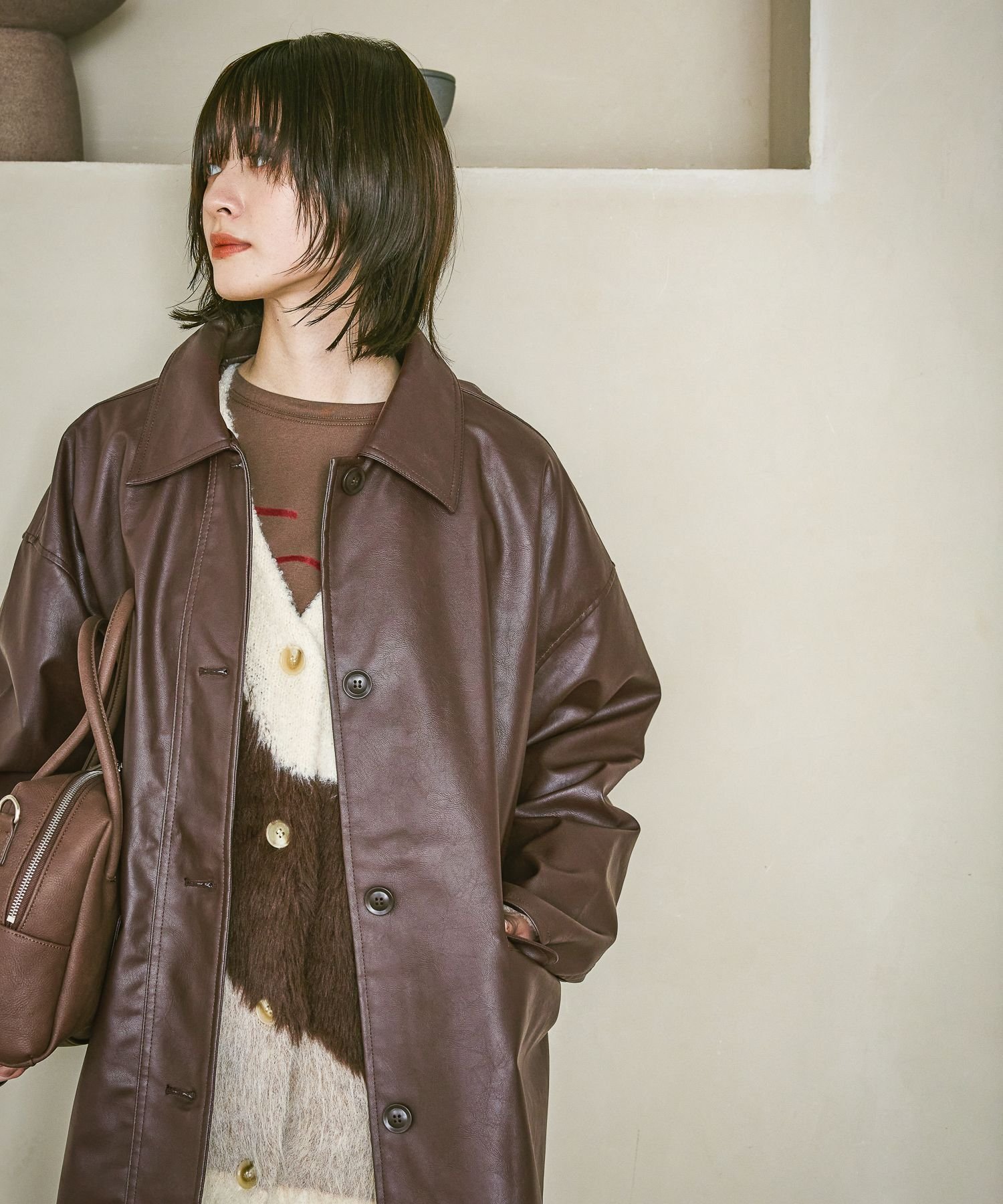 LAKOLE｜フェイクレザーカーコート | Rakuten Fashion(楽天