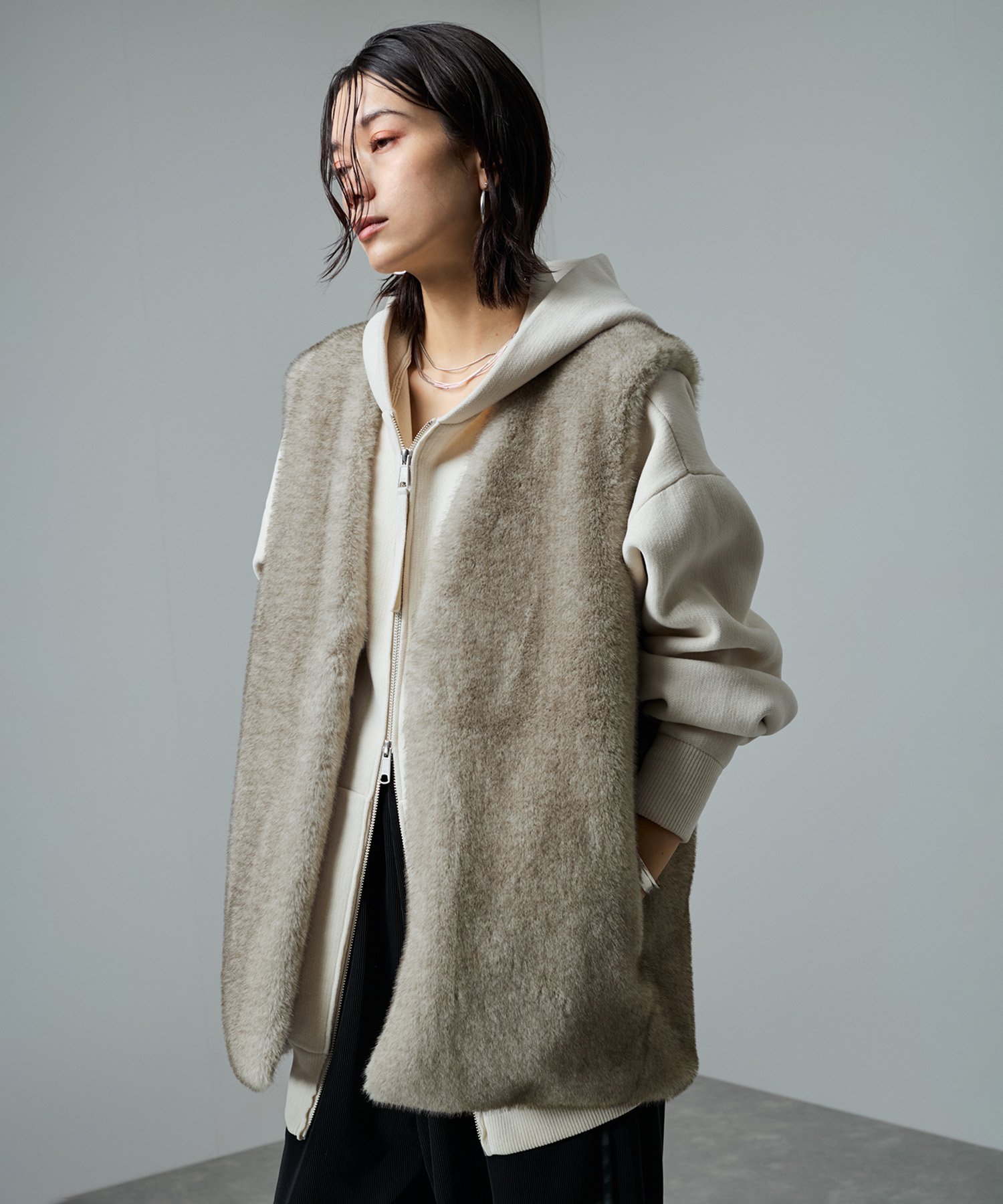 SALON adam et rope'｜ミンクライクエコファージレ/ベスト【制電機能