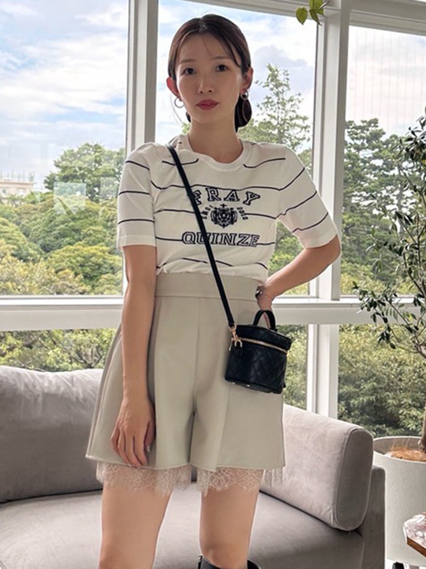 FRAY I.D｜レースヘムレザーライクショートパンツ | Rakuten Fashion