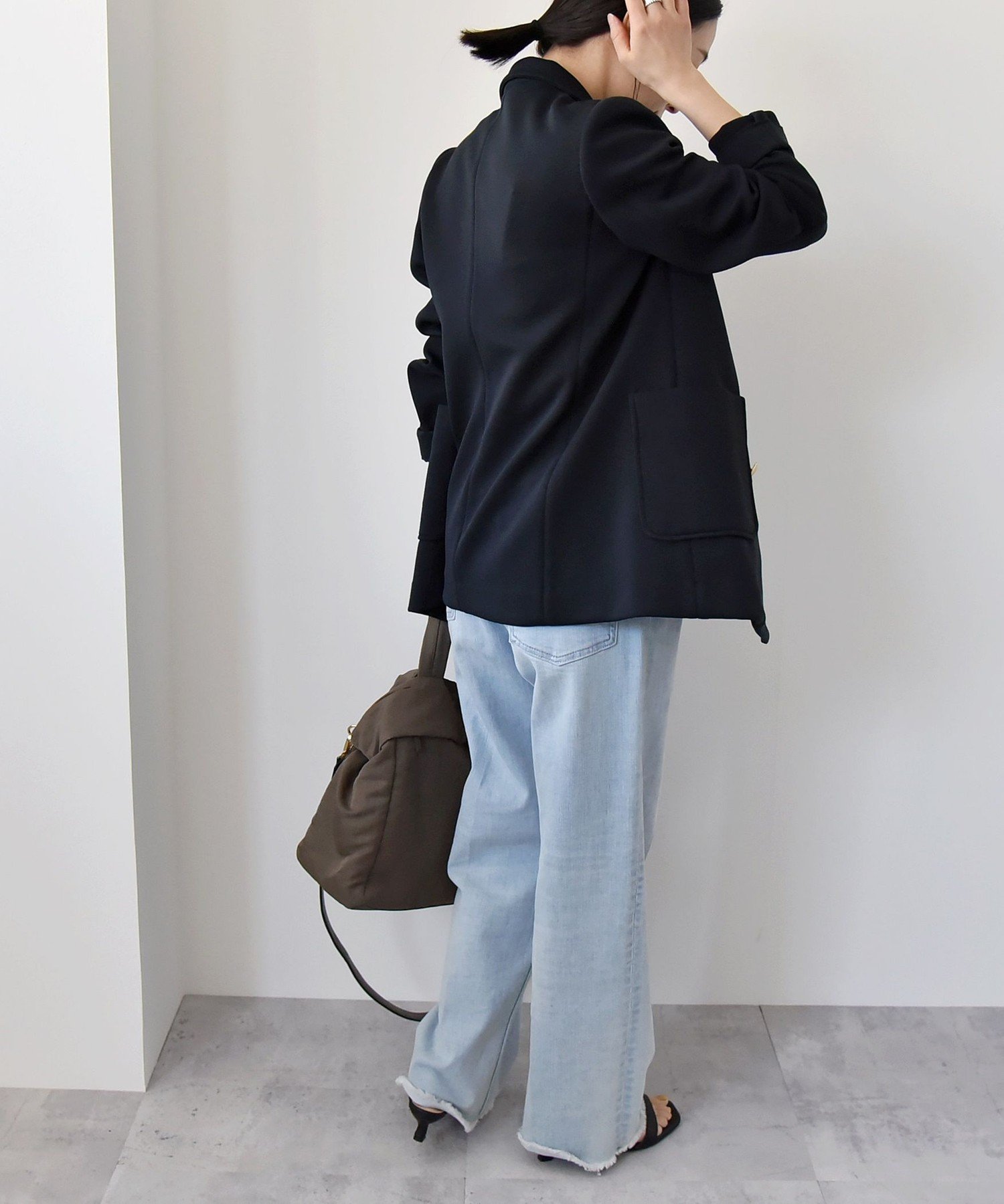 quaranciel カランシエル　ジャージーテーラードジャケット　洗濯可能　金 SHIPS｜quaranciel:<洗濯機可能>ジャージー テーラード ダブル