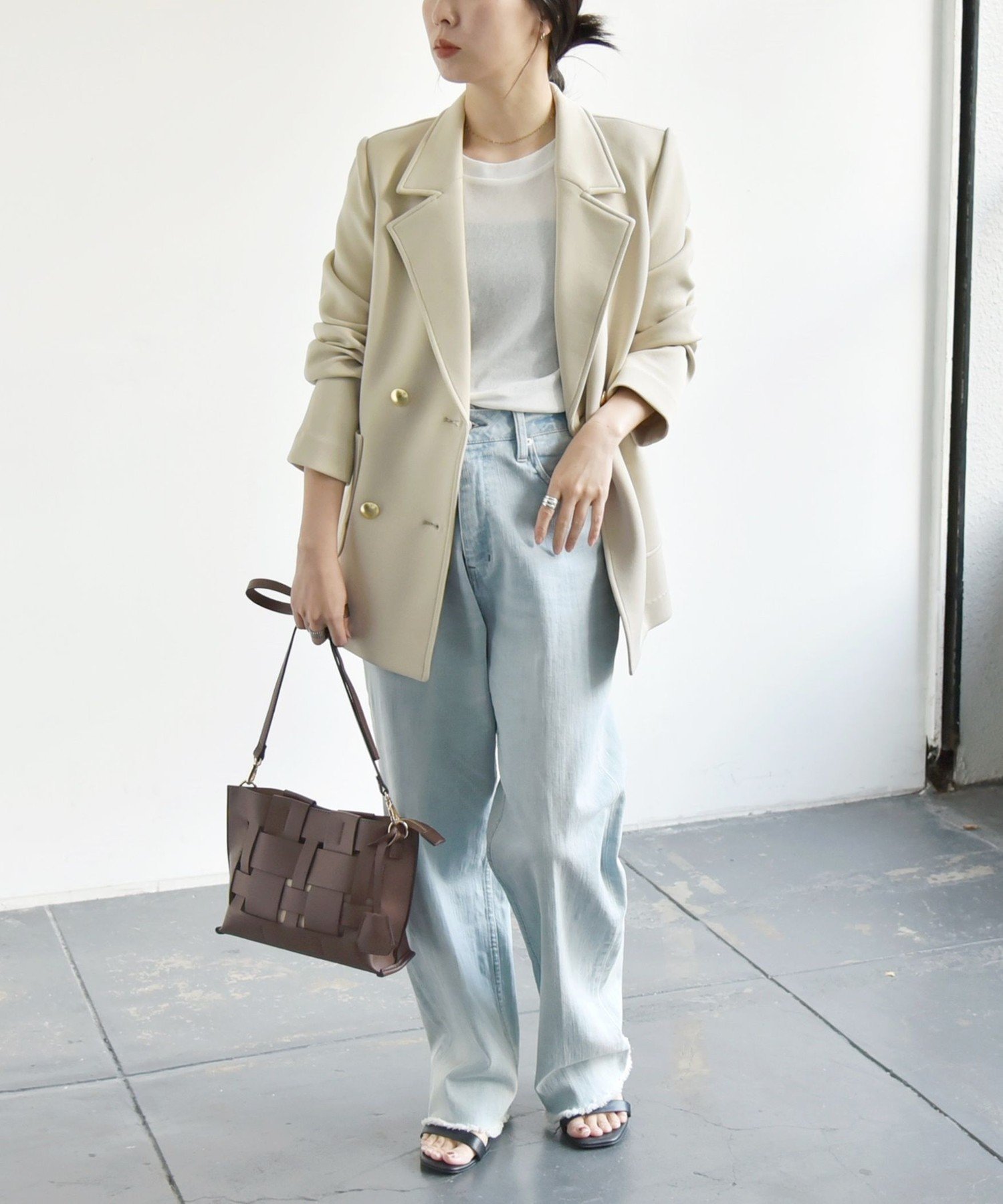 PRADA グレー ダブルブレスト ジャージーテーラードジャケット Vin｜ダブルブレストテーラードジャケット | Rakuten Fashion(楽天