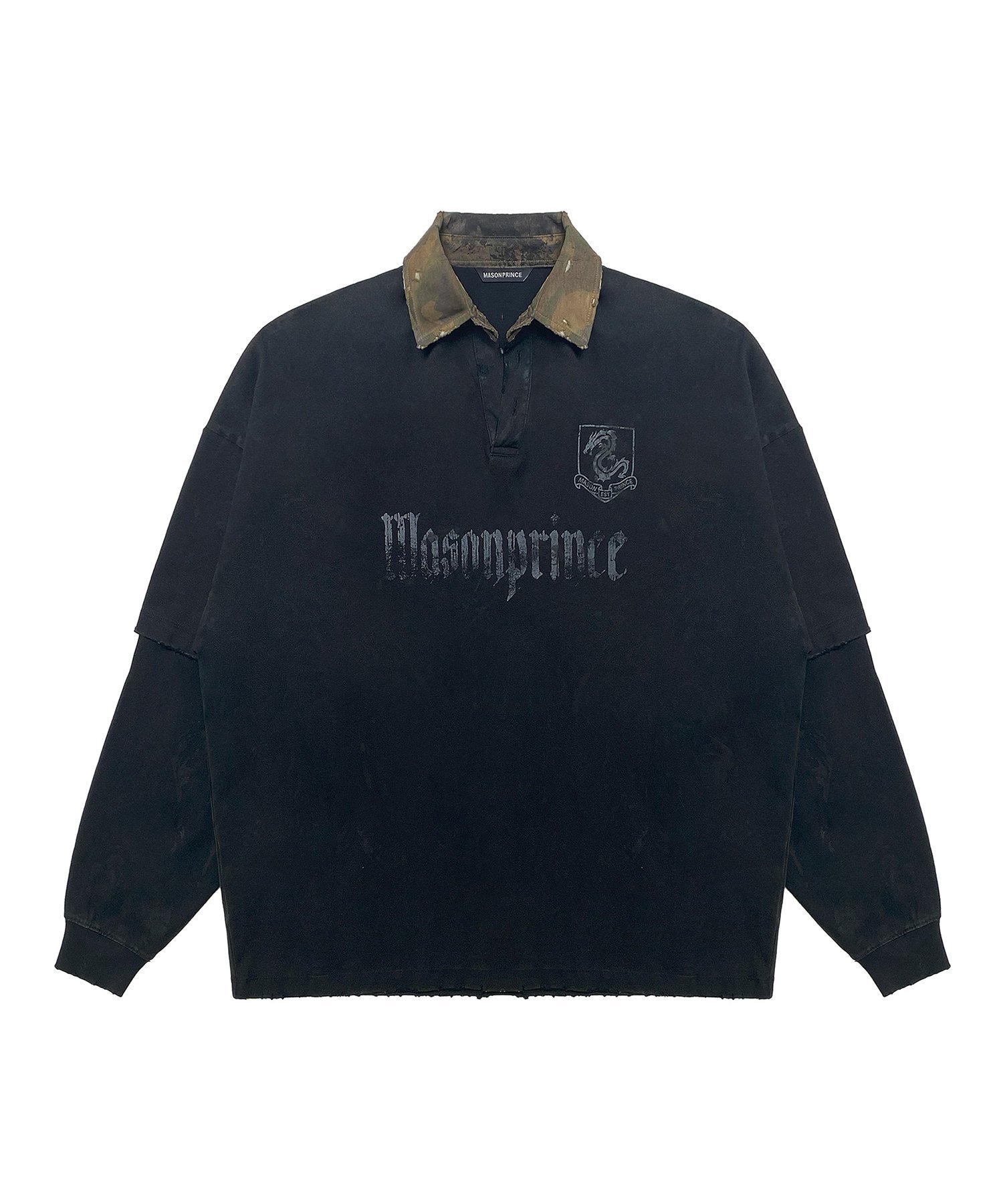 chuclla｜オーバーサイズ 袖切り替え ロングスリーブ ポロシャツ