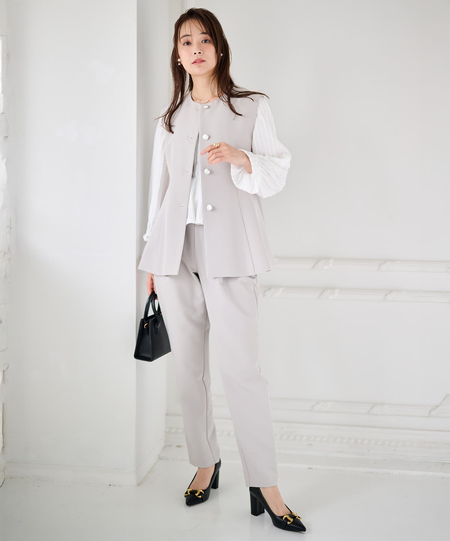 Ranan｜Ranan/(W)ペプラムベストセットアップ | Rakuten Fashion(楽天