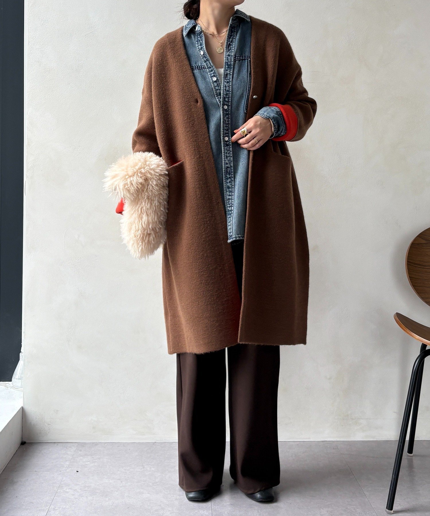 DOUDOU｜ダブルフェイスニットガウン | Rakuten Fashion(楽天