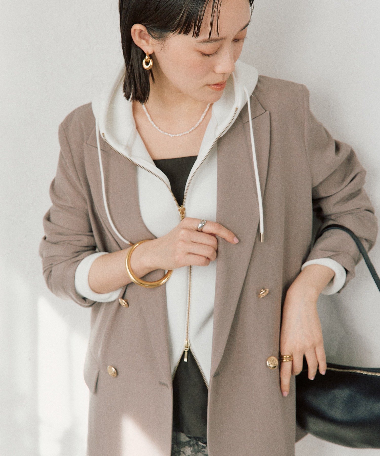 RIVE DROITE｜【WEB限定/キレイめ上品】スポンジダンボールZIPパーカー