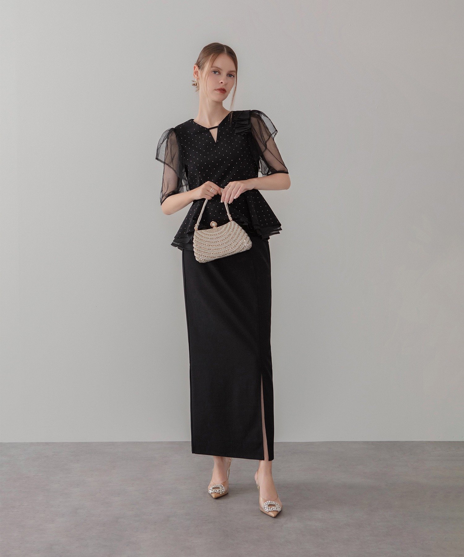 Leja｜Leja-ドットストーンチュールペプラムセパレートIラインドレス