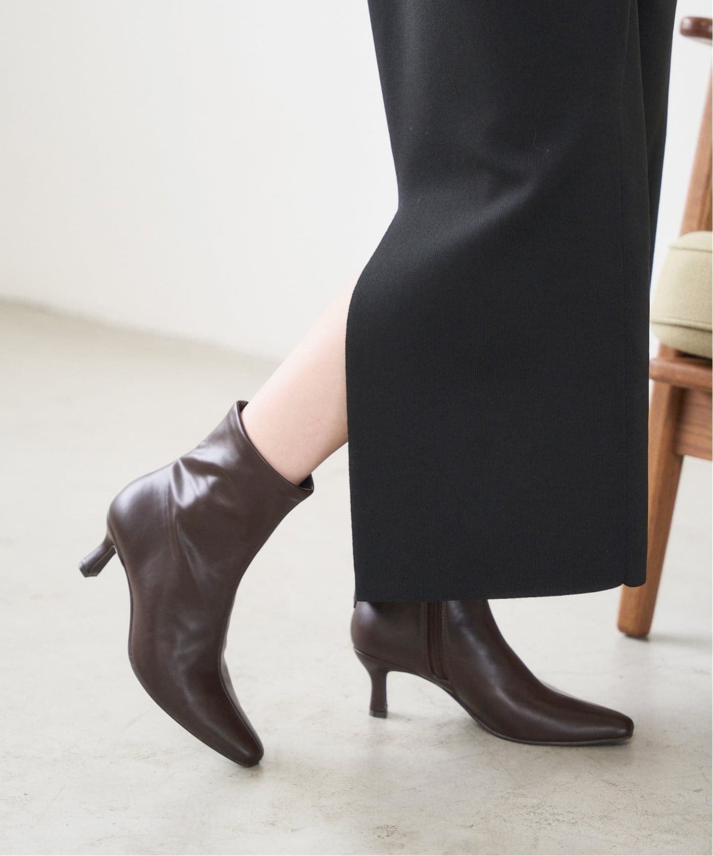 LE TALON｜《追加》6cmフレンチスクエアフィットショートブーツ