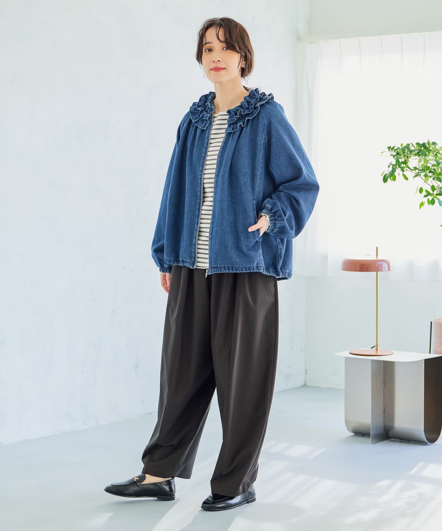 studio CLIP｜【新色・追加カラー予約】フリルカラー甘織りデニム