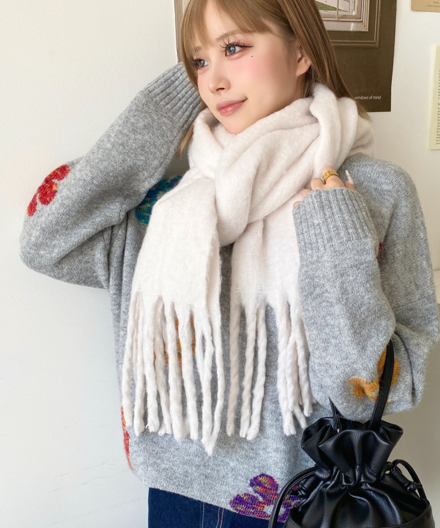 moment+｜6G ミックスカラーフラワージャガードニットプルオーバー