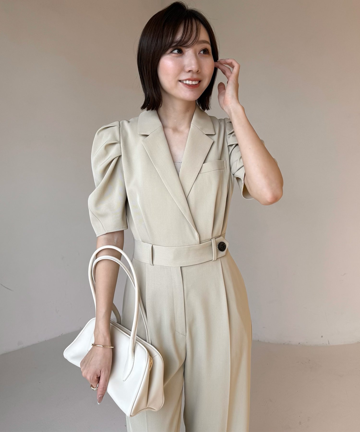 anuans｜タックスリーブテーラードオールインワン | Rakuten Fashion