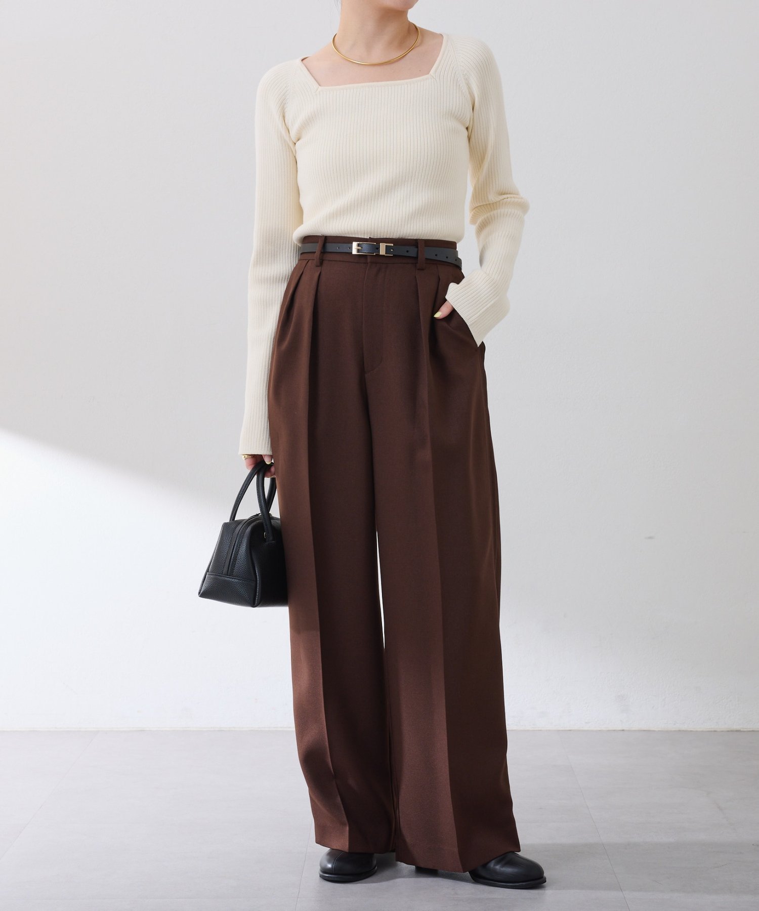 COLLAGE GALLARDAGALANTE｜深スクエアリブニット | Rakuten Fashion