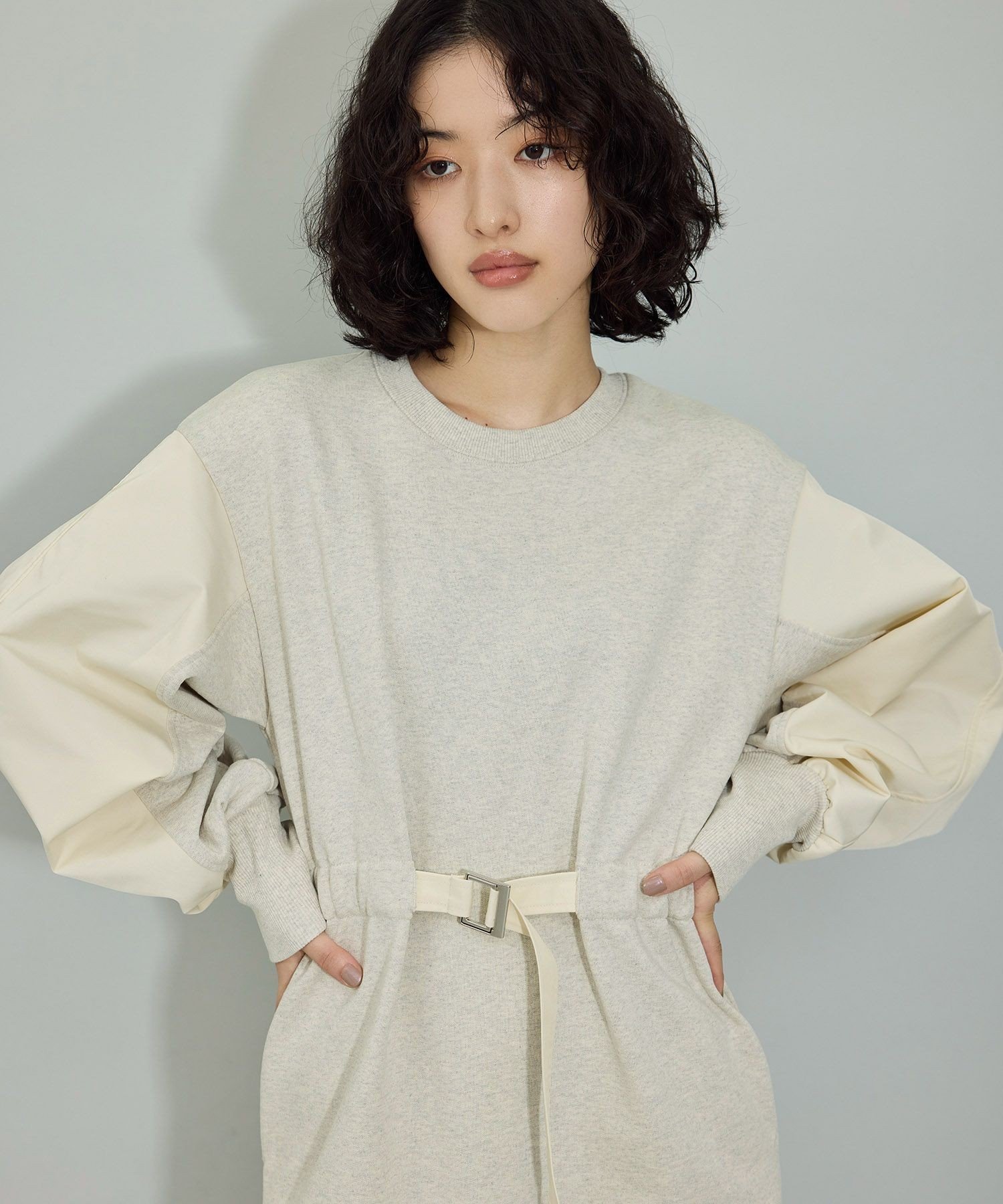 ADAM ET ROPE'｜【WEB限定】スウェットコンビベルテッドワンピース