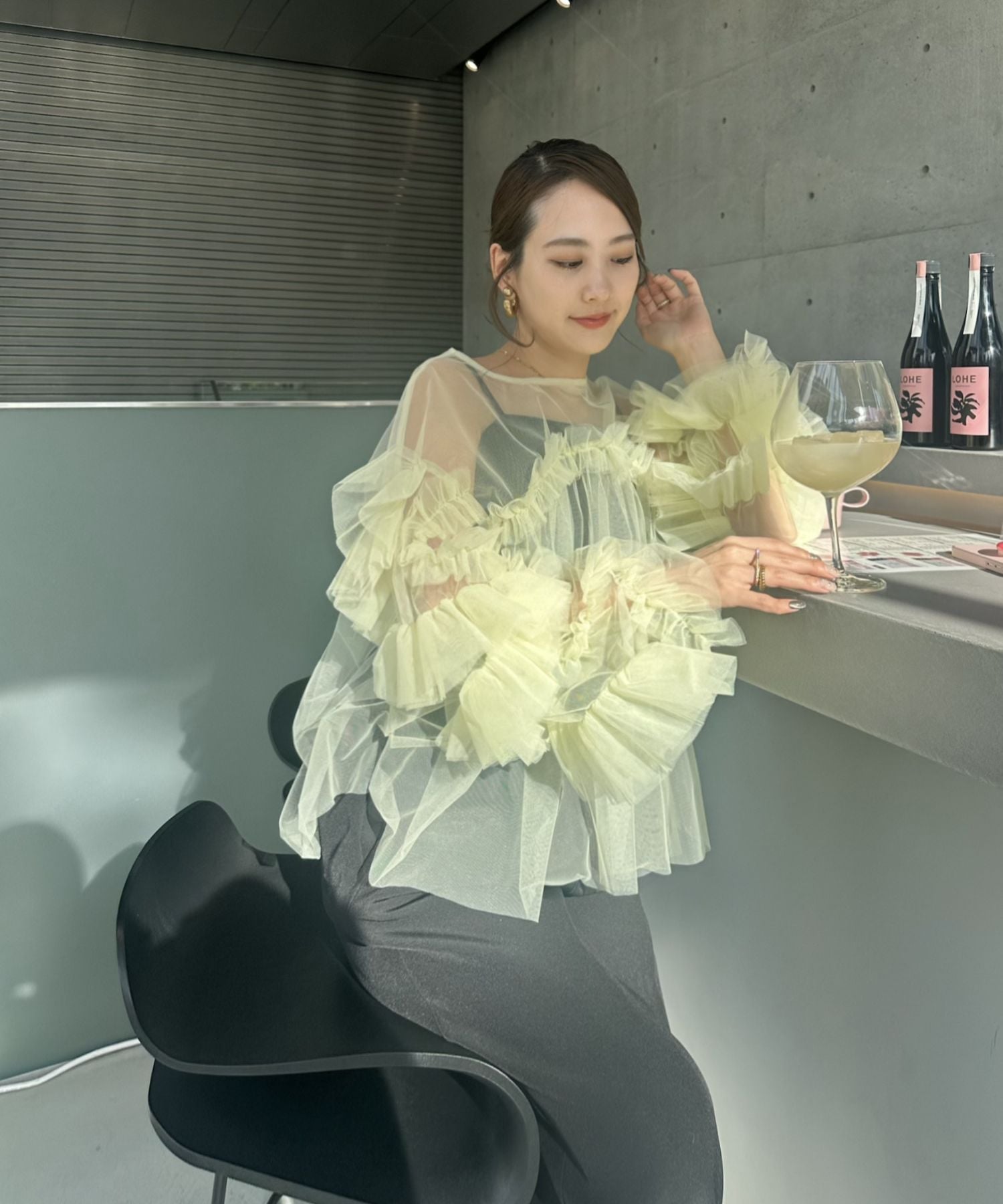 ANDRESD｜結婚式 チュールフリルトップス ボリュームスリーブ