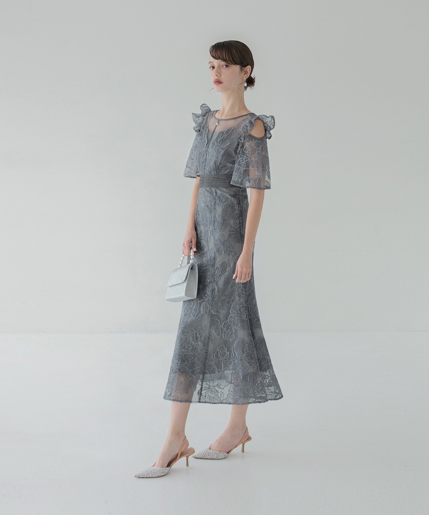 Leja｜LEJA-花柄レースシアーフリルマーメイドワンピースドレス 結婚式