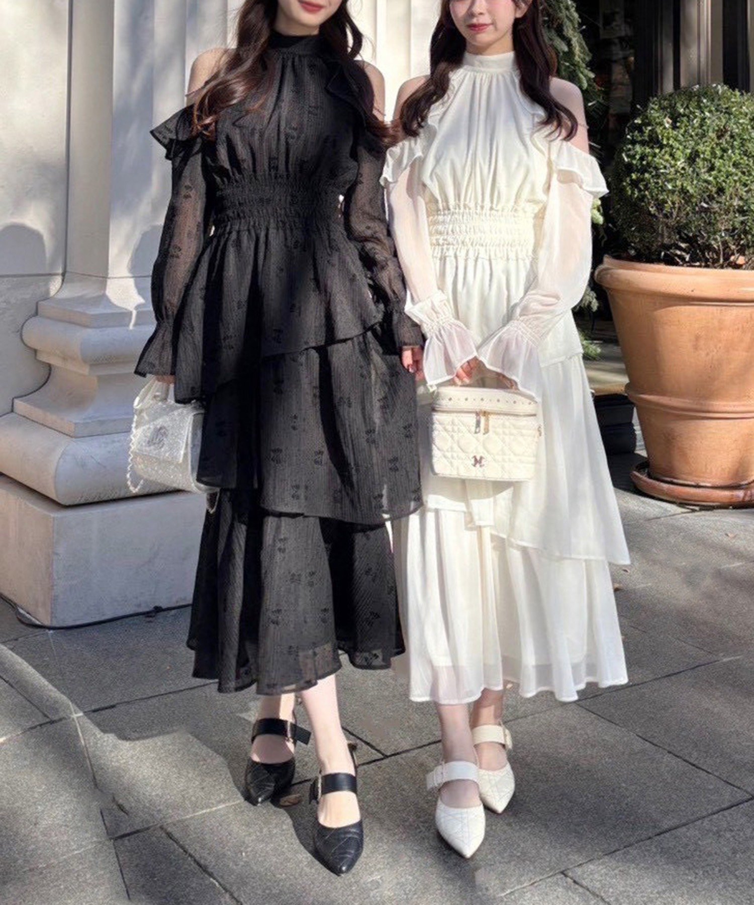 ナイスクラップ アメスリティアードロングワンピース ホワイト アメ